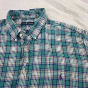 Ralph Lauren Lined Brushed Cotton Classic Long Sleeve Plaid Flannel Shirt. 2XB
